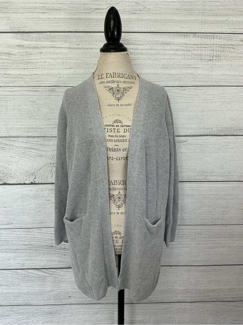 Old Navy Light Gray Open-Front Ribbed Cardigan Sweater